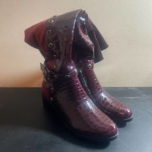 New Ann Creek Sz 8 Crocodile knee high zip up Boots